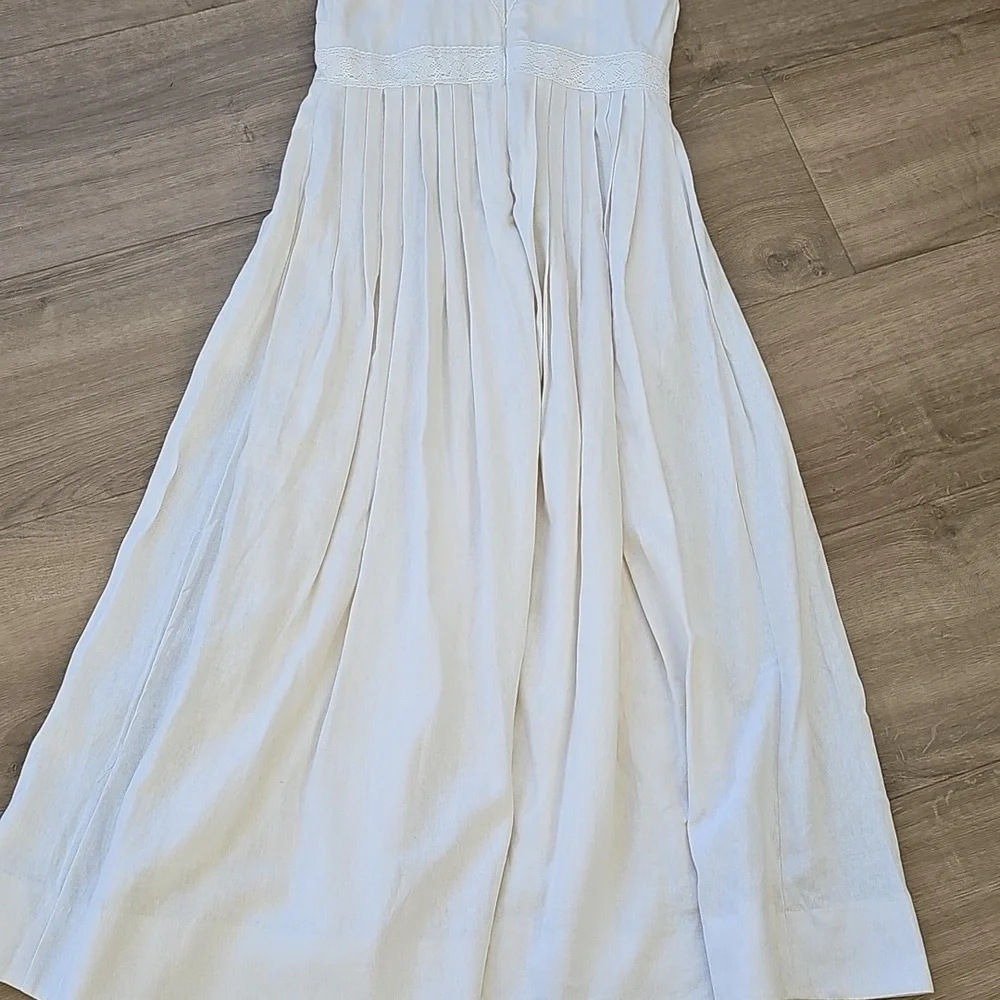 Taylor Linen Blend Midi Elegant White Sleeveless Dress Size 8 - Picture 9 of 9